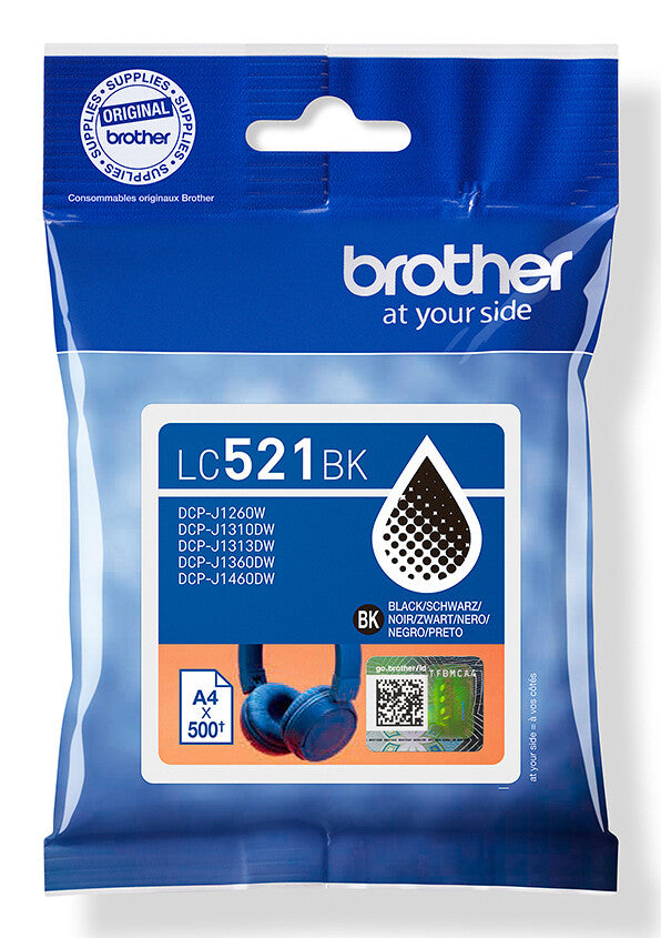 Brother LC521BK Genuine Ink Cartridge - Black