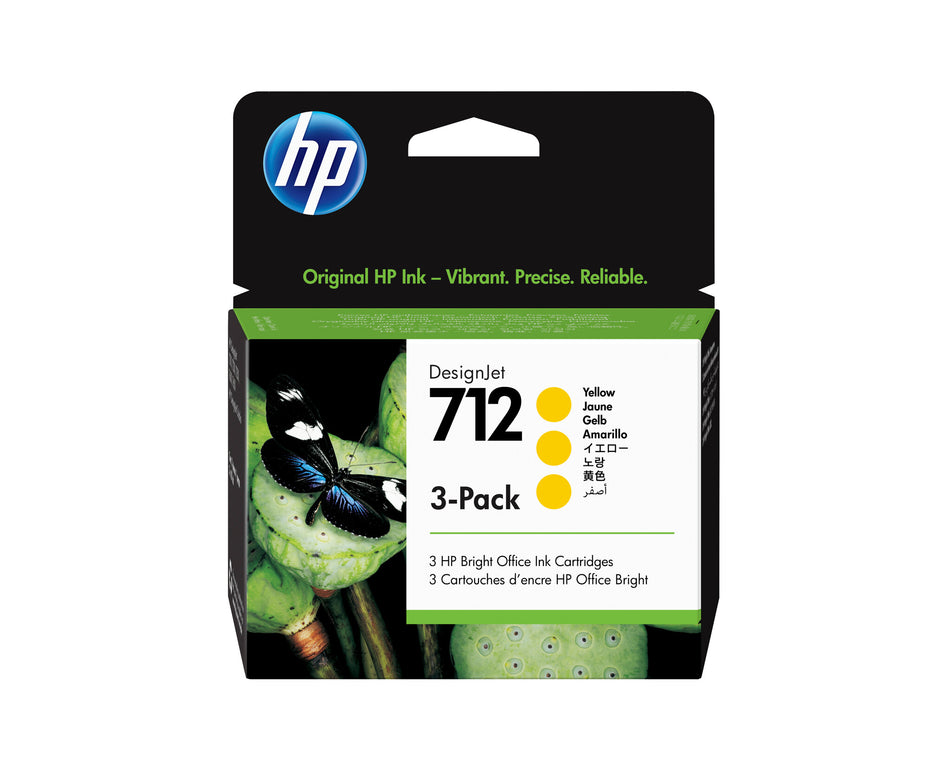 HP 712 3-pack 29-ml Yellow DesignJet Ink Cartridge
