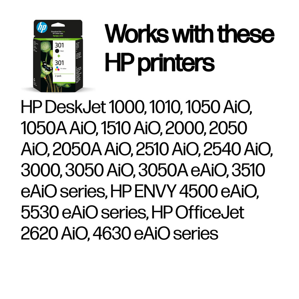 HP 301 2-pack Black/Tri-color Original Ink Cartridges