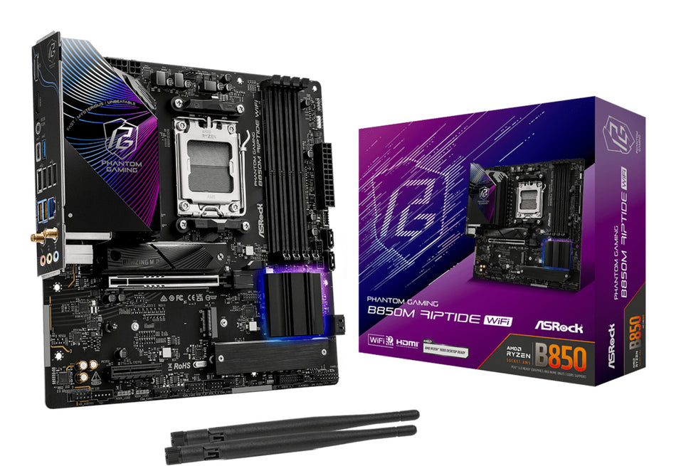 Asrock Phantom Gaming B850M Riptide WiFi AMD B850 Socket AM5 micro ATX