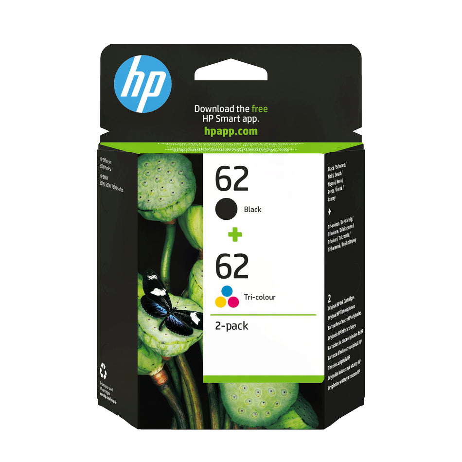 HP 62 2-pack Black/Tri-color Original Ink Cartridges