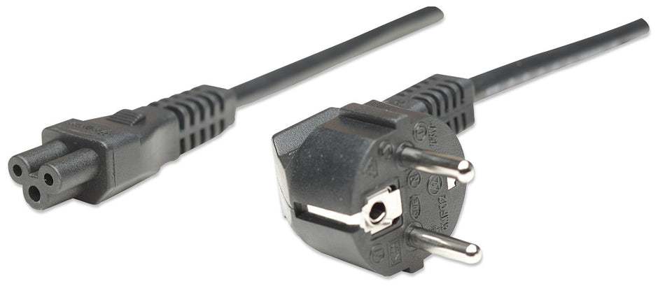 Manhattan Power Cord/Cable, Euro 2-pin (CEE 7/4) plug to C5 Female (cloverleaf/triangular), 1.8m, 16A, Lead, Lifetime Warranty