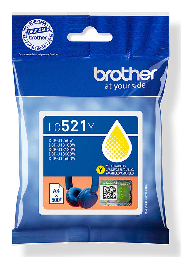 Brother LC521Y Genuine Ink Cartridge - Yellow