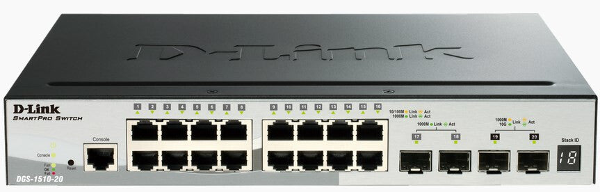 D-Link 20-Port Gigabit Stackable Smart Managed Switch including 2 x 10G SFP+ & 2 x SFP