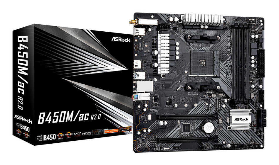 Asrock B450M/ac R2.0 AMD B450 Socket AM4 micro ATX
