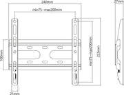 Manhattan Wall Mount for TV & Monitors (Fixed Ultra Slim), For screens 23" to 42", VESA compatibility: all between 75x75mm to 200x200mm - check the dimensions of the four mounting holes on back of screen to ensure it fits, Max 45kg, Black, Bracket