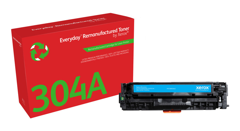 Everyday ™ Cyan Remanufactured Toner by Xerox compatible with HP 304A (CC531A), Standard capacity