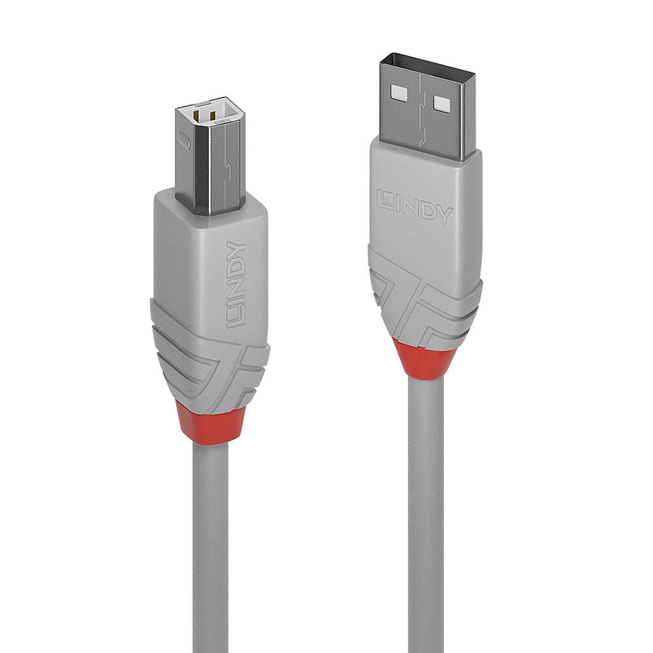 Lindy 0.5m USB 2.0 Type A to B Cable, Anthra Line, Grey