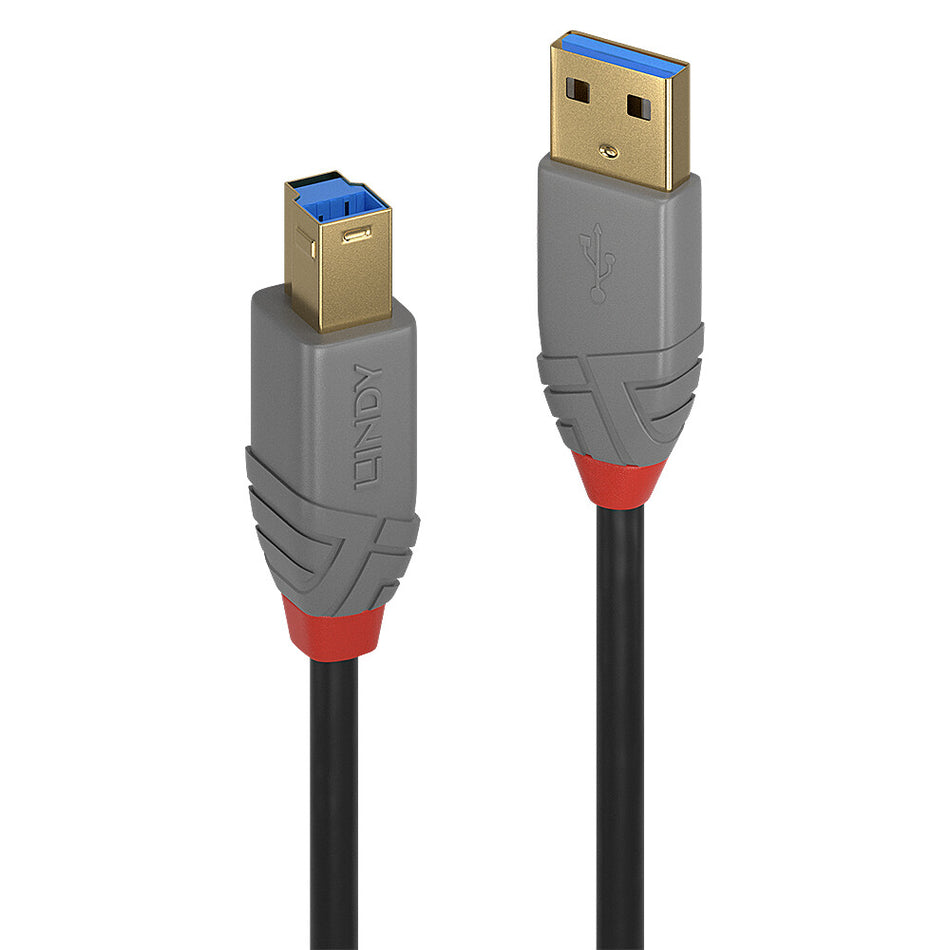 Lindy 2m USB 3.2 Type A to B Cable, 5Gbps, Anthra Line