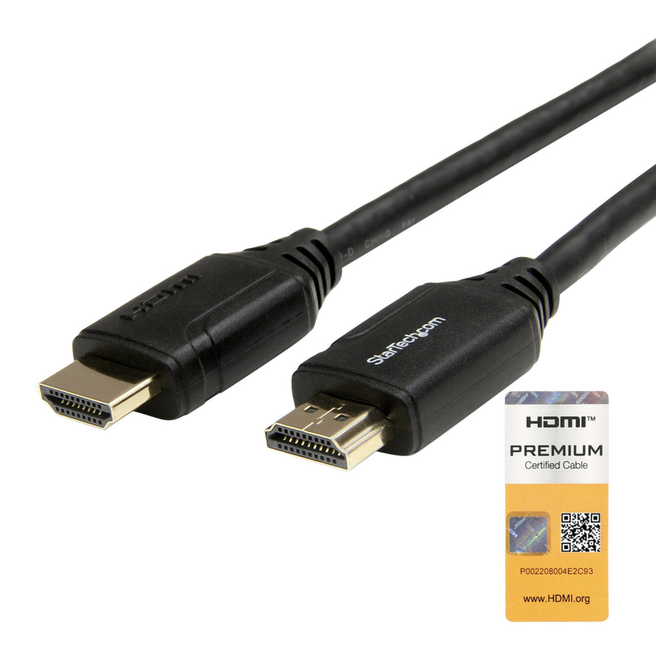 StarTech.com 3ft (1m) Premium Certified HDMI 2.0 Cable with Ethernet - High Speed Ultra HD 4K 60Hz HDMI Cable HDR10 - HDMI Cord (Male/Male Connectors) - For UHD Monitors, TVs, Displays