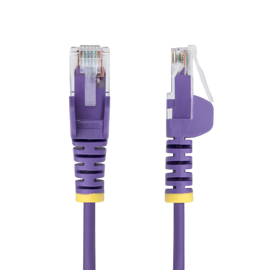 StarTech.com 10m Purple Slim CAT6 Ethernet Cable, Snagless, 100W PoE, UTP, LSZH, 28AWG Pure Bare Copper Wire, Slim RJ45 Network Patch Cord w/Strain Reliefs, Fluke Tested