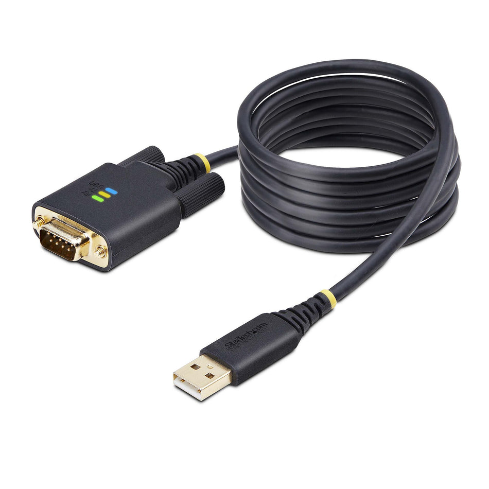 StarTech.com 6.6ft (2m) USB to Null Modem Serial Adapter Cable, COM Retention, FTDI, USB-A to DB9 RS232, Interchangeable DB9 Screws/Nuts, Windows/macOS/Linux