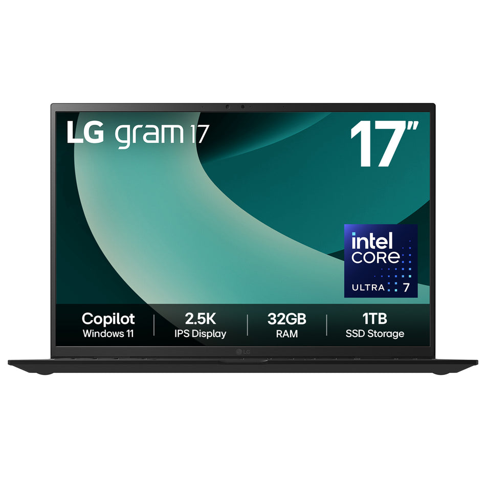LG Gram 17Z90T-G.AD88A1 laptop Intel Core Ultra 7 255H Ultraportable 43.2 cm (17") 2.5K 32 GB LPDDR5x-SDRAM 1 TB SSD Wi-Fi 7 (802.11be) Windows 11 Home Black