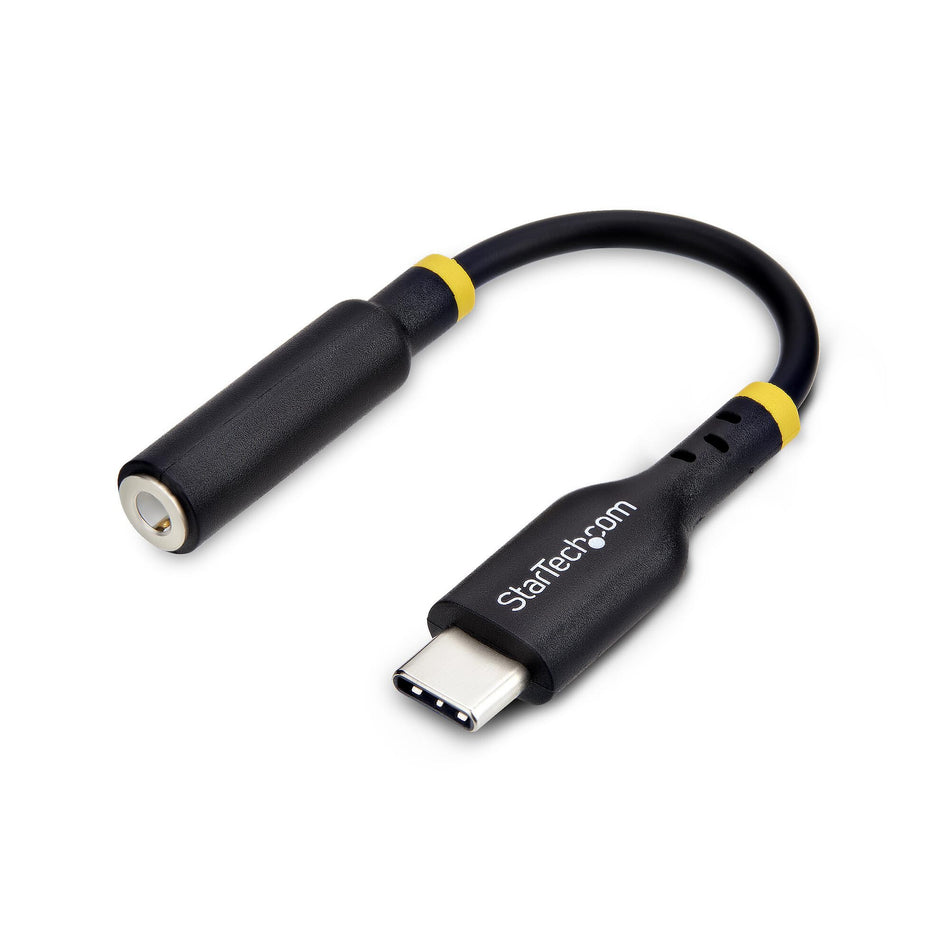 StarTech.com 5in (12.7cm) USB-C to 3.5mm TRRS Headphone/Headset Jack Audio Adapter, USB Type-C Aux Dongle, 32-bit DAC, Supports USB-C/Thunderbolt, Laptop/Phone/Tablet