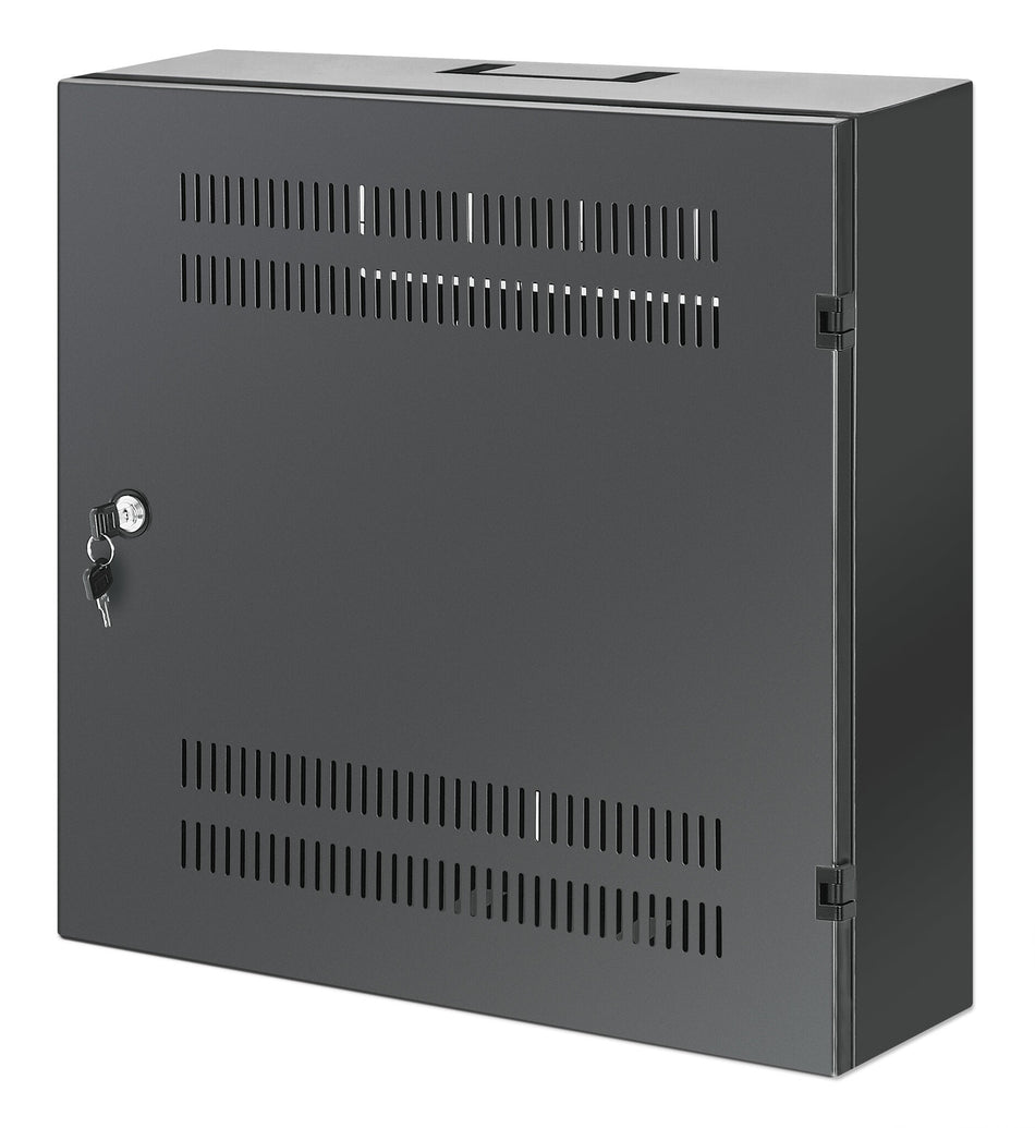 Intellinet Low-Profile 19" Wall Mount Cabinet with 4U Horizontal and 2U Vertical Rails Slim, Space-saving Enclosure with Only 170 mm (6.7 in.) Depth, Ideal for AV, Multimedia and Surveillance Applications, Assembled, Black RAL 7021