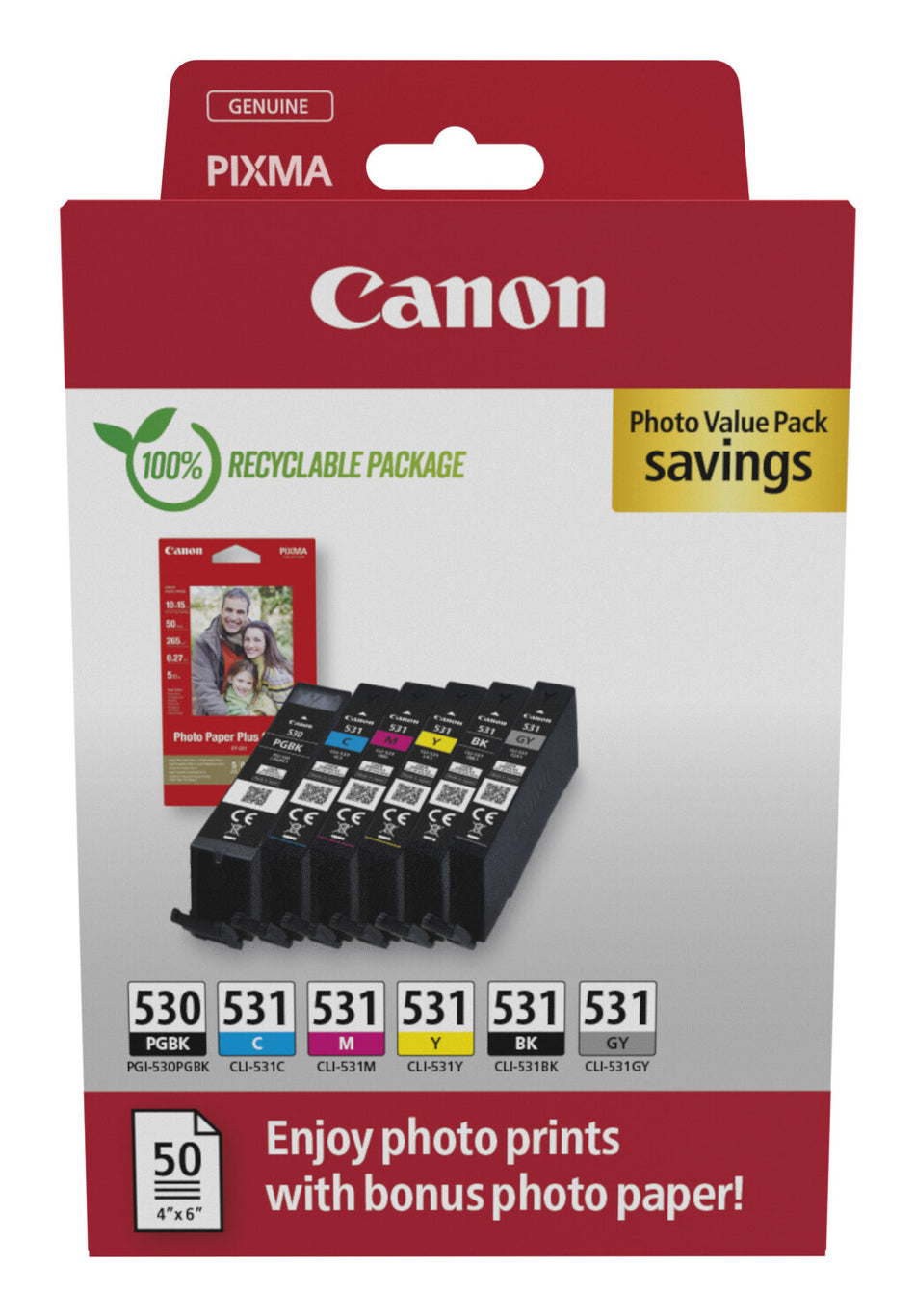 Canon PGI-530/CLI-531 PVP ink cartridge 6 pc(s) Original Black, Cyan, Grey, Magenta, Photo black, Yellow
