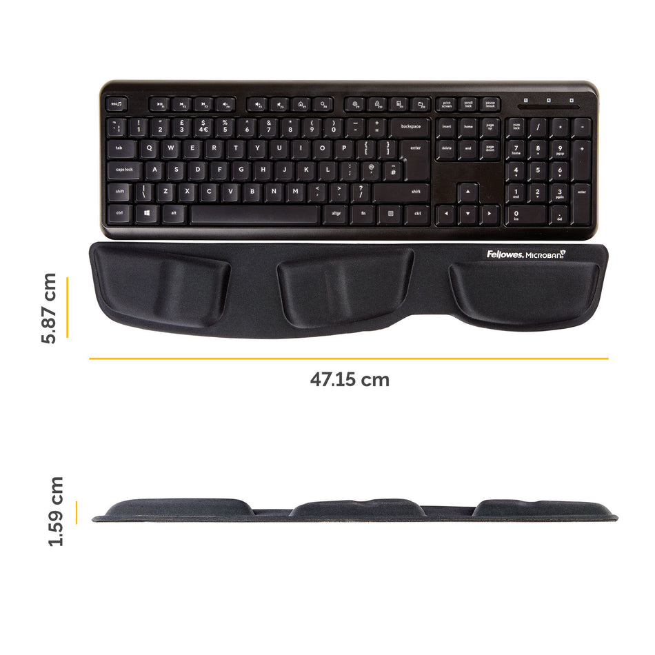 Fellowes Keyboard Wrist Rest - Health-V Wrist Rest with Antibacterial Protection - Ergonomic Wrist Support for Computer, Laptop, Home Office Use - Black