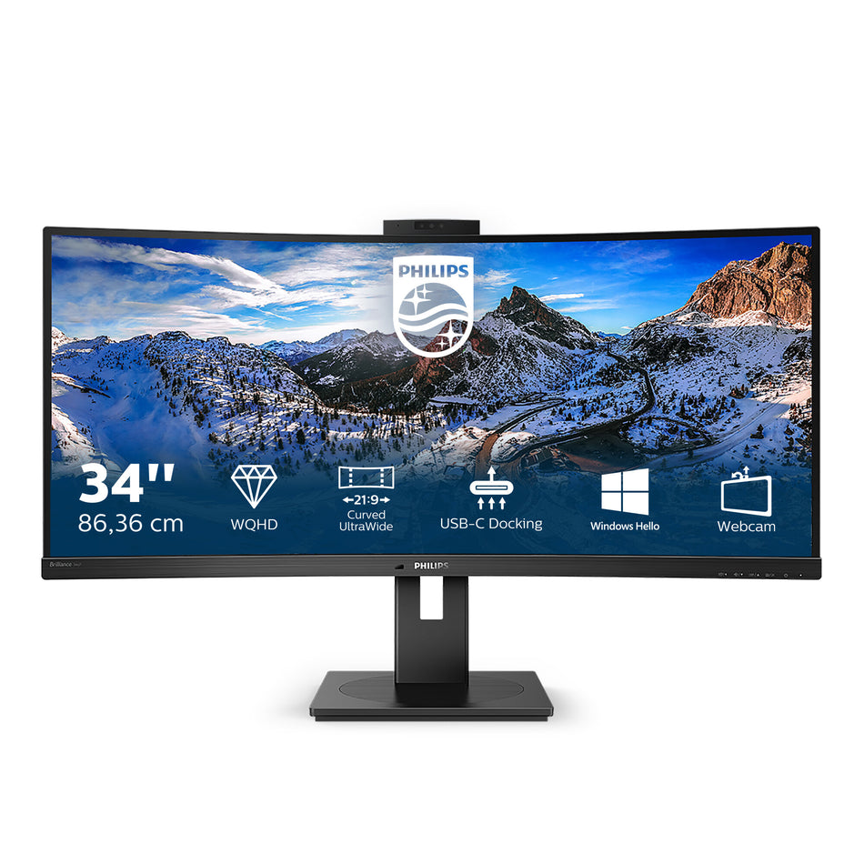 Philips P Line 346P1CRH/00 LED display 86.4 cm (34") 3440 x 1440 pixels UltraWide Quad HD Black