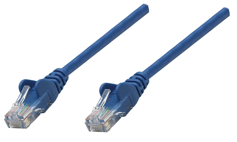 Intellinet Network Patch Cable, Cat6, 5m, Blue, Copper, U/UTP, PVC, RJ45, Gold Plated Contacts, Snagless, Booted, Lifetime Warranty, Polybag