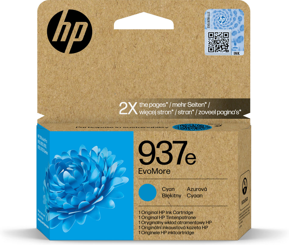 HP 937e EvoMore Cyan Original Ink Cartridge