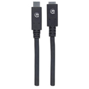 Manhattan USB-C to USB-C Extension Cable, 50cm, Male to Female, 10 Gbps (USB 3.2 Gen2 aka USB 3.1), 5A (super fast charging), SuperSpeed+ USB, Black, Lifetime Warranty