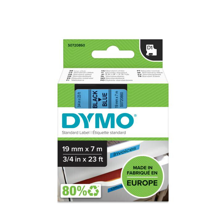 DYMO D1 Standard - Black on Blue - 19mm