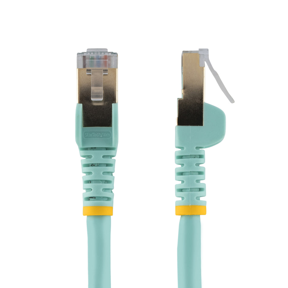 StarTech.com 1m CAT6a Ethernet Cable - 10 Gigabit Shielded Snagless RJ45 100W PoE Patch Cord - 10GbE STP Network Cable w/Strain Relief - Aqua Fluke Tested/Wiring is UL Certified/TIA