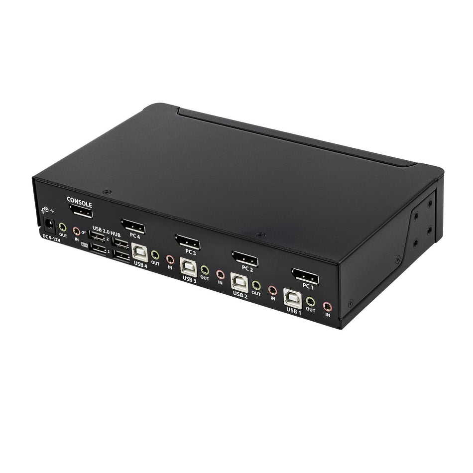 StarTech.com 4 Port DisplayPort KVM Switch - 4K 60Hz - Single Display - Dual Port UHD DP 1.2 USB KVM Switch with Integrated USB 2.0 Hub & Audio - Dell, HP, Apple, Lenovo - TAA Compliant