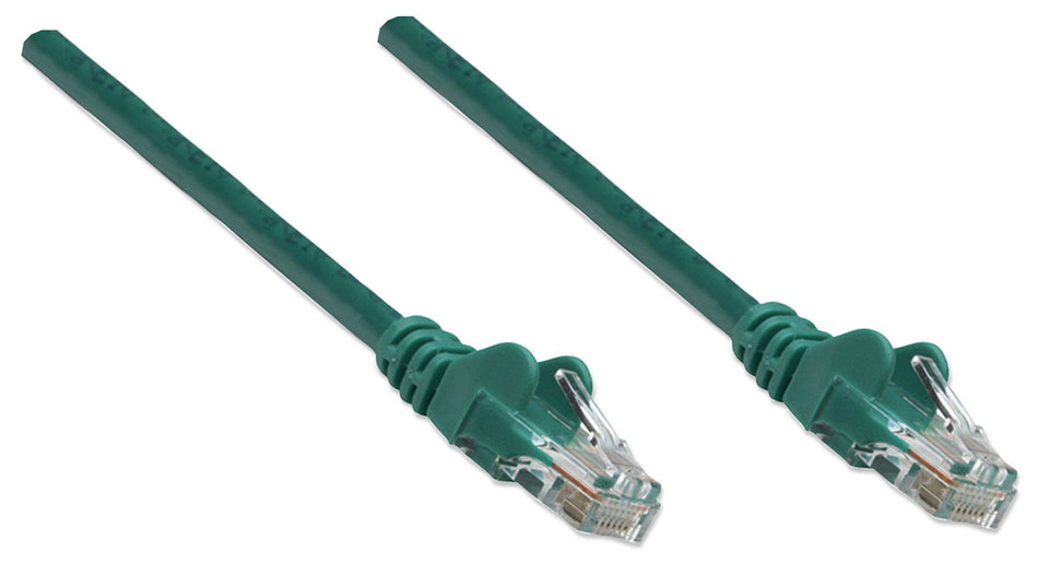 Intellinet Network Patch Cable, Cat5e, 10m, Green, CCA, U/UTP, PVC, RJ45, Gold Plated Contacts, Snagless, Booted, Lifetime Warranty, Polybag