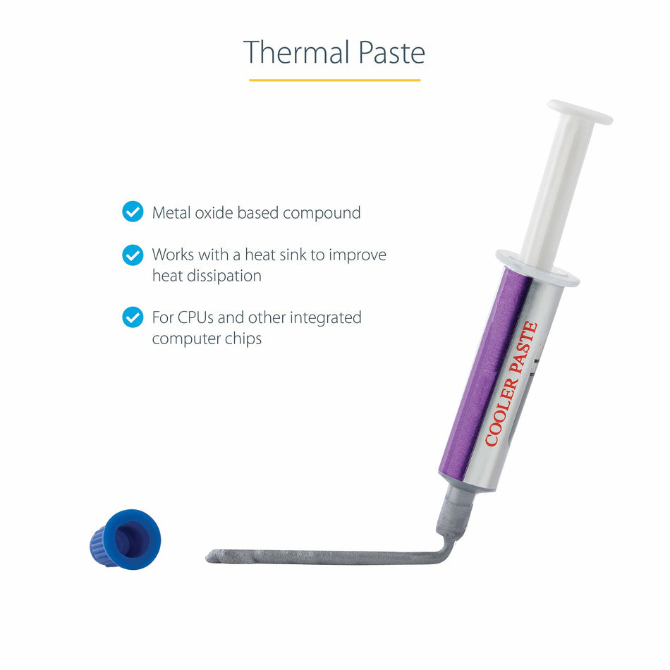 StarTech.com Thermal Paste, Metal Oxide Compound, Re-sealable Syringe (1.5g), CPU Heat Sink Thermal Grease Paste