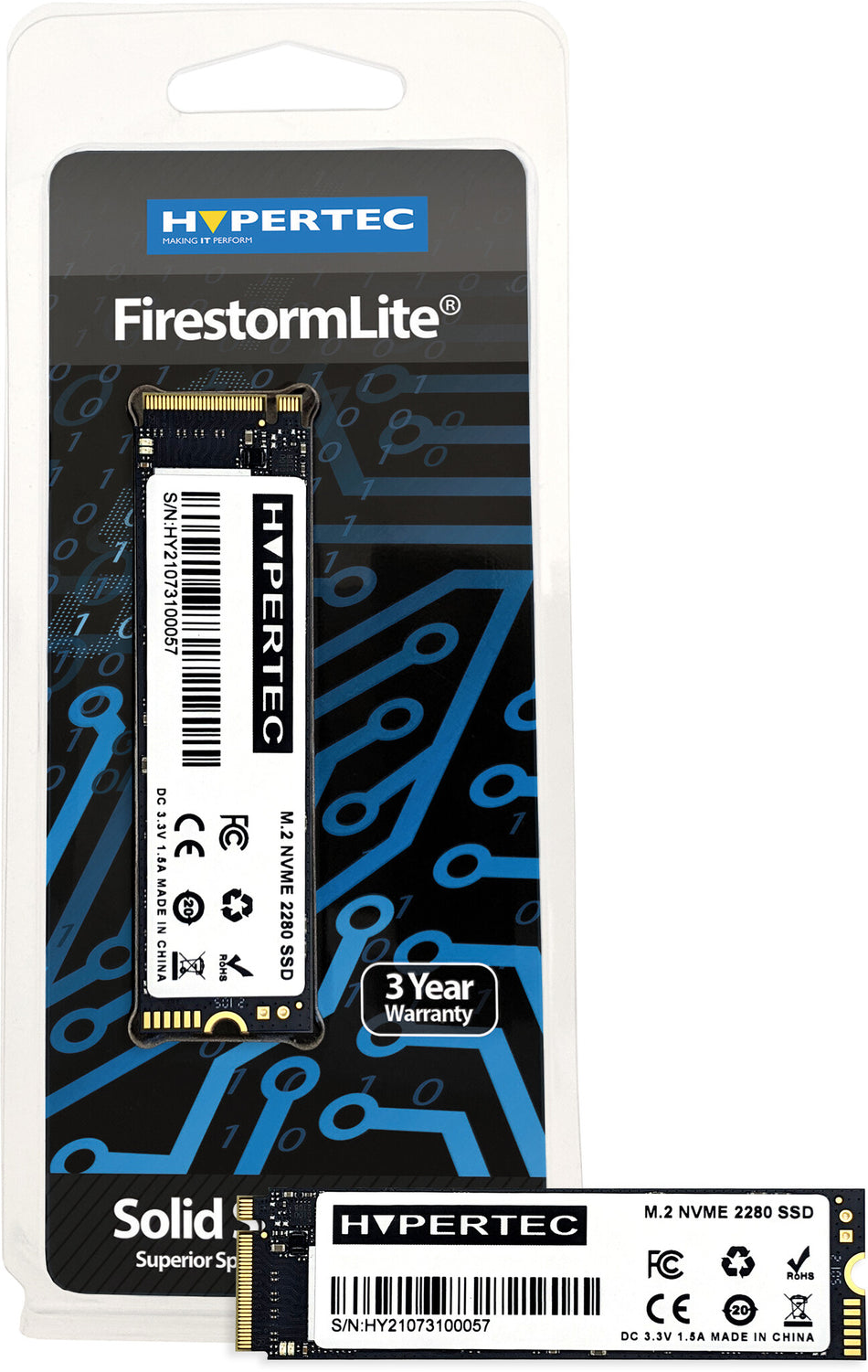 Hypertec FirestormLite 256GB M.2 2280 NVMe PCIe Gen 3x4 SSD; M keyed