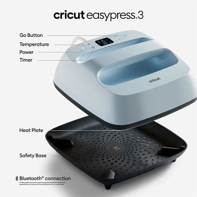 Cricut EasyPress 3 Blue, Black 225 x 225 mm 205 °C Built-in display