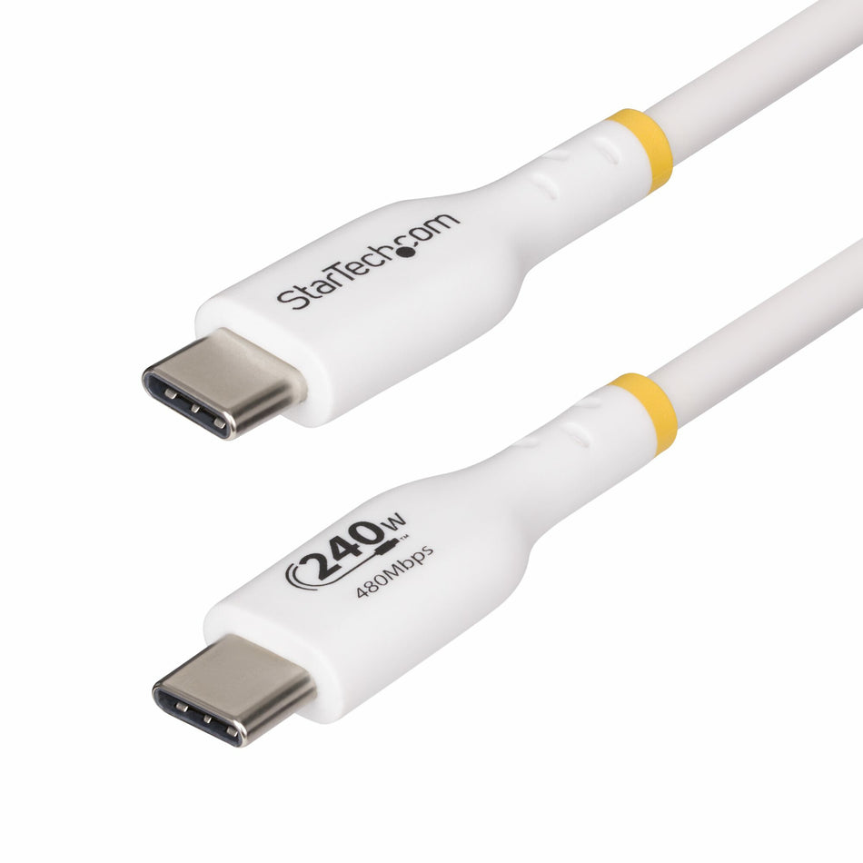 StarTech.com 4m White USB-C Charging Cable, USB-IF Certified USB C Cable, 240W PD EPR, USB 2.0 Type-C Laptop Charger Cord, USB-C Data Transfer Cable, TPE Jacket