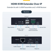 StarTech.com HDMI KVM Extender Over IP Network, 4K 60Hz, Driverless, HDMI and USB Over Ethernet/CAT6, AVoIP, Transmitter and Receiver Kit, Includes Mounting Kits