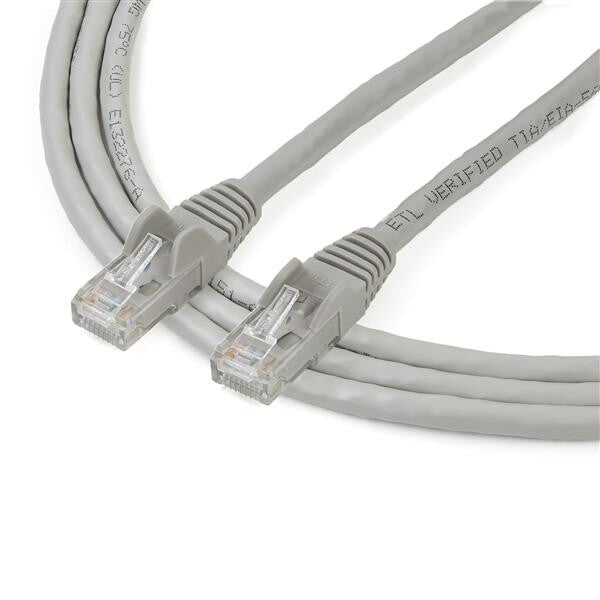 StarTech.com 2m CAT6 Ethernet Cable - Grey CAT 6 Gigabit Ethernet Wire -650MHz 100W PoE RJ45 UTP Network/Patch Cord Snagless w/Strain Relief Fluke Tested/Wiring is UL Certified/TIA