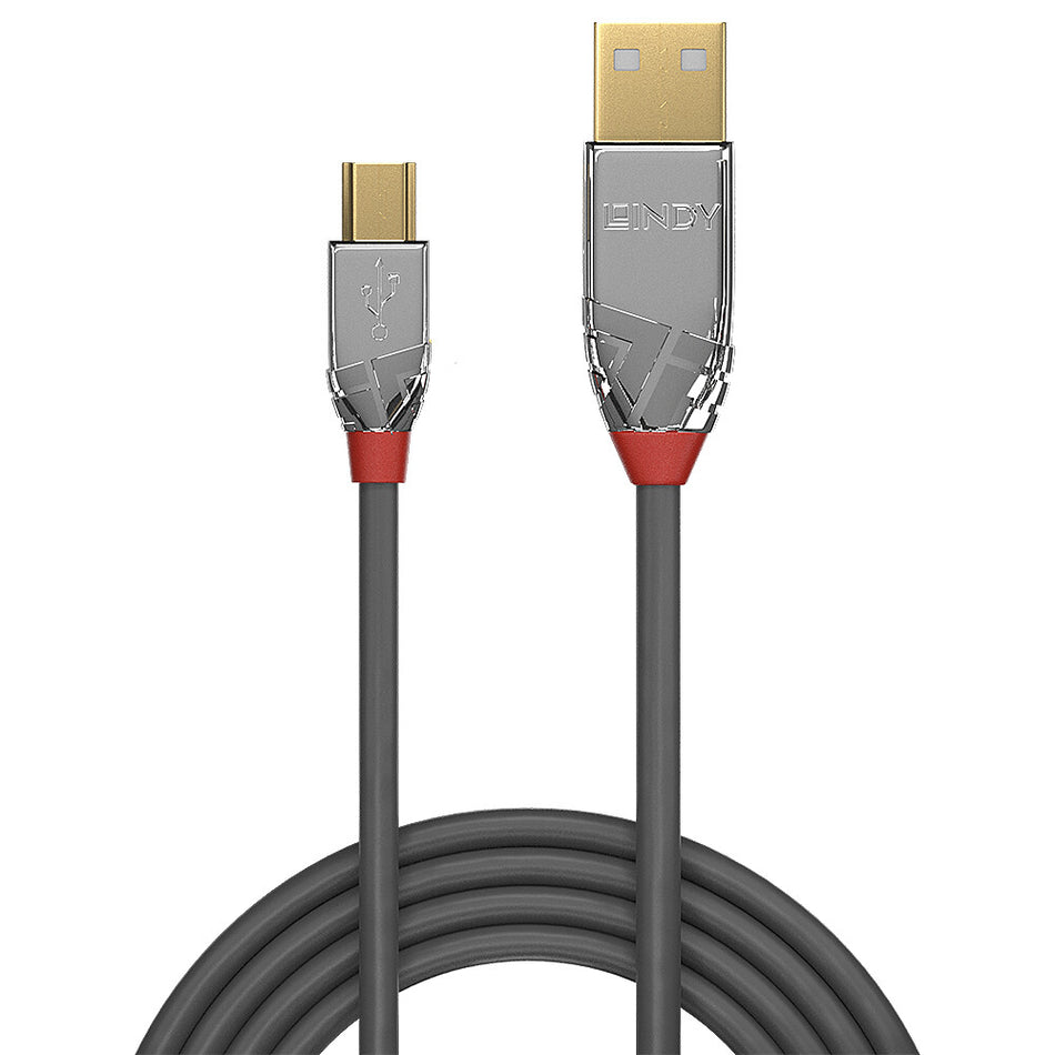 Lindy 2m USB 2.0 Type A to Mini-B Cable, Cromo Line