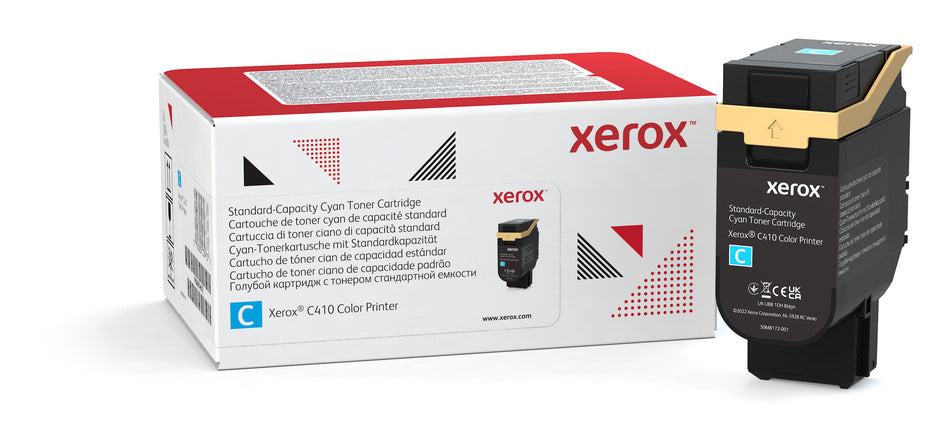 Xerox Genuine ® C410 Color Printer/VersaLink® C415 Color Multifunction Printer Cyan Standard capacity Toner Cartridge (2000 Pages) - 006R04678