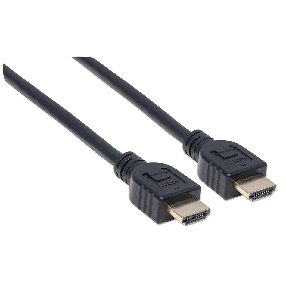 Manhattan HDMI Cable with Ethernet (CL3 rated, suitable for In-Wall use), 4K@60Hz (Premium High Speed), 1m, Male to Male, Black, Ultra HD 4k x 2k, In-Wall rated, Fully Shielded, Gold Plated Contacts, Lifetime Warranty, Polybag