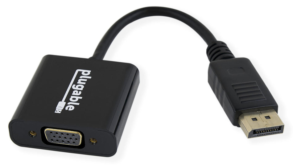 Plugable Technologies DisplayPort to VGA Adapter - Active DP/DP++ to VGA Converter - Compatible with Desktops, Projectors, PC with DP for 1080p VGA Resolution - Driverless with Latching DP Connector