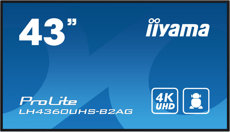 iiyama LH4360UHS-B2AG Signage Display Digital A-board 108 cm (42.5") LED Wi-Fi 500 cd/m² 4K Ultra HD Black Built-in processor Android 11 24/7