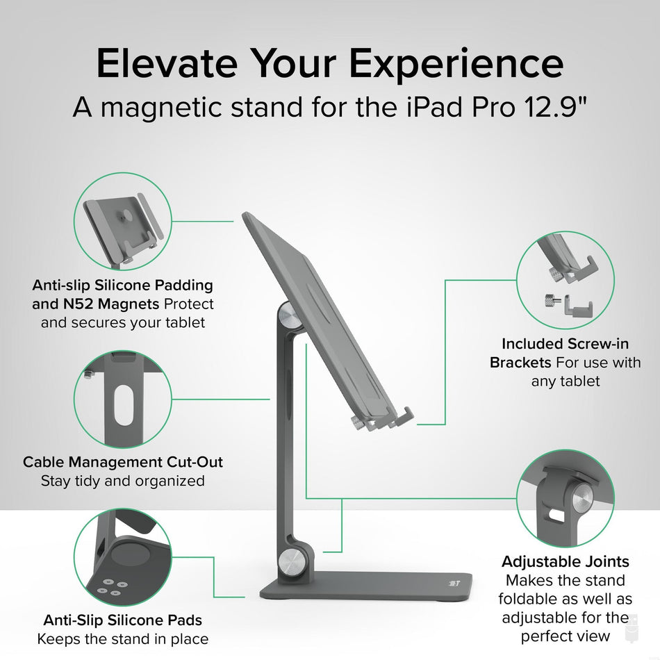 Plugable Technologies Magnetic Tablet Holder for MagSafe iPad Pro 12.9 Stand Portable Foldable 360° Rotating Stand (AMS-STAND13)