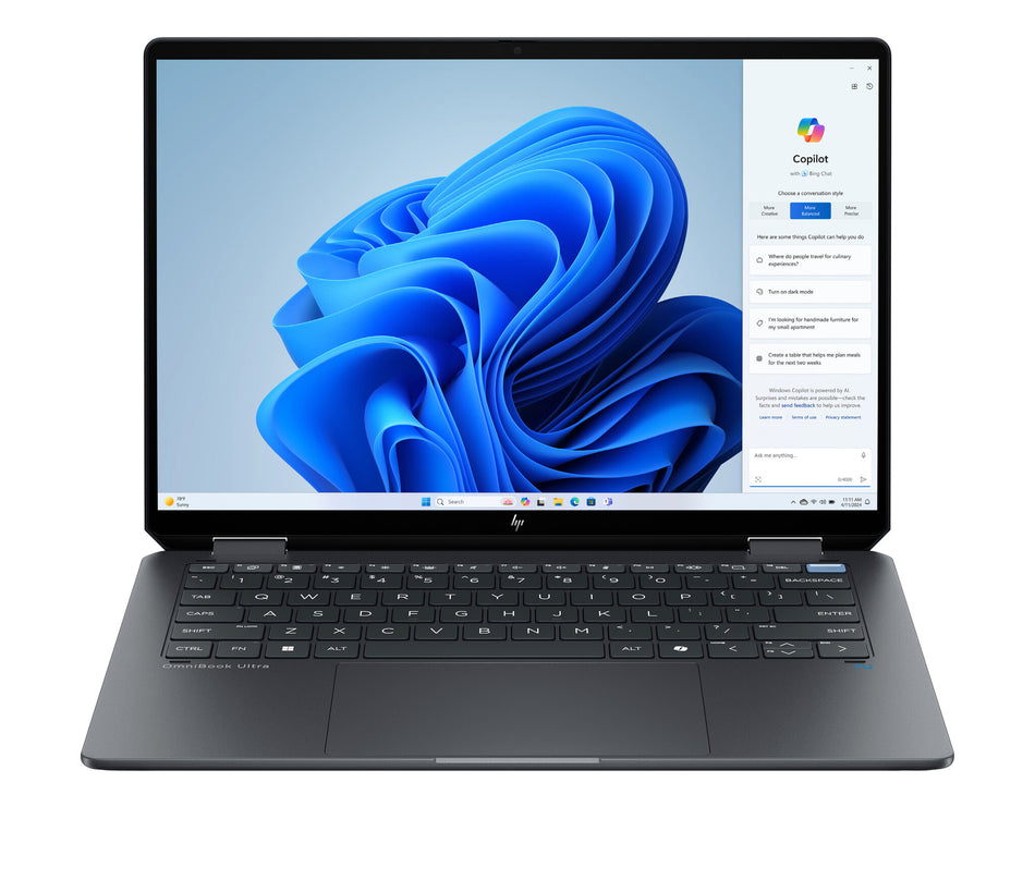 HP OmniBook Ultra Flip 14-fh0006na Copilot+ PC Intel Core Ultra 7 256V Hybrid (2-in-1) 35.6 cm (14") Touchscreen 3K 16 GB LPDDR5x-SDRAM 1 TB SSD Wi-Fi 7 (802.11be) Windows 11 Home Grey