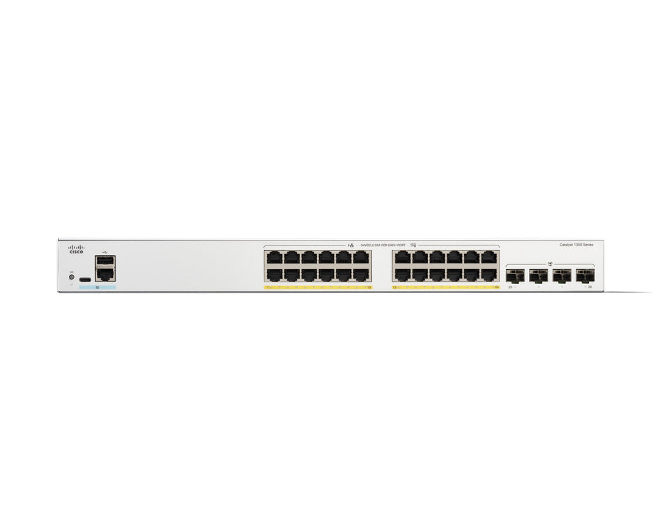 Cisco Catalyst 1300-24P-4G Managed Switch, 24 Port GE, PoE, 4x1GE SFP, Limited Lifetime Protection (C1300-24P-4G)