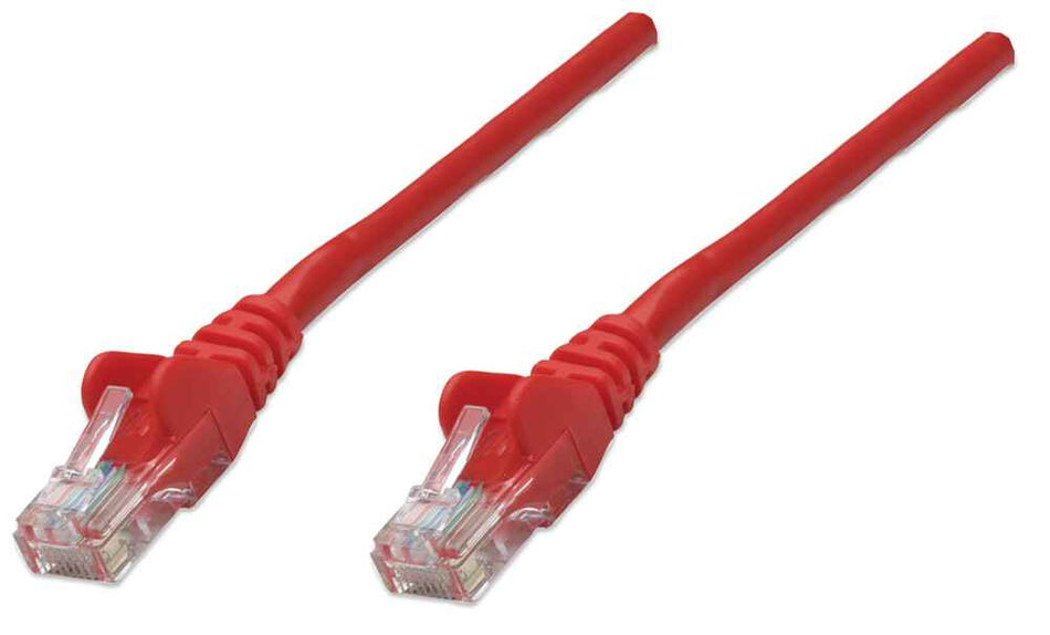 Intellinet Network Patch Cable, Cat6, 0.5m, Red, CCA, U/UTP, PVC, RJ45, Gold Plated Contacts, Snagless, Booted, Lifetime Warranty, Polybag