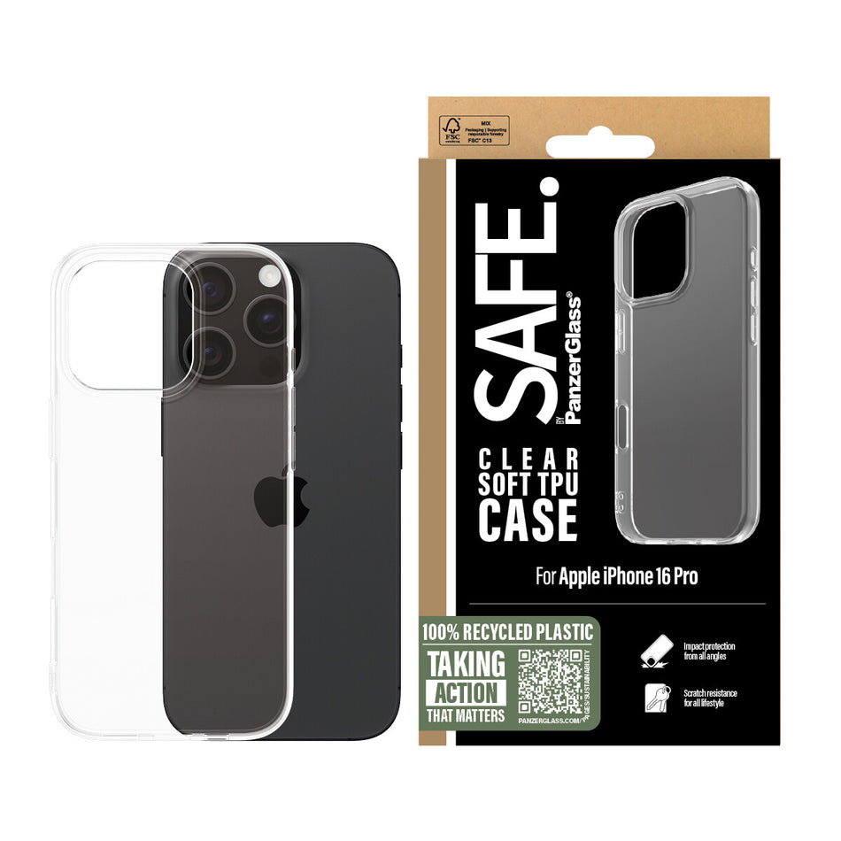 PanzerGlass SAFE. by ® TPU Case Transparent iPhone 16 Pro