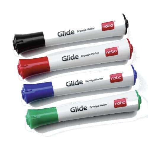 Nobo Glide Dry wipe Markers Assorted (4)