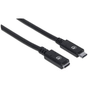 Manhattan USB-C to USB-C Extension Cable, 50cm, Male to Female, 10 Gbps (USB 3.2 Gen2 aka USB 3.1), 5A (super fast charging), SuperSpeed+ USB, Black, Lifetime Warranty