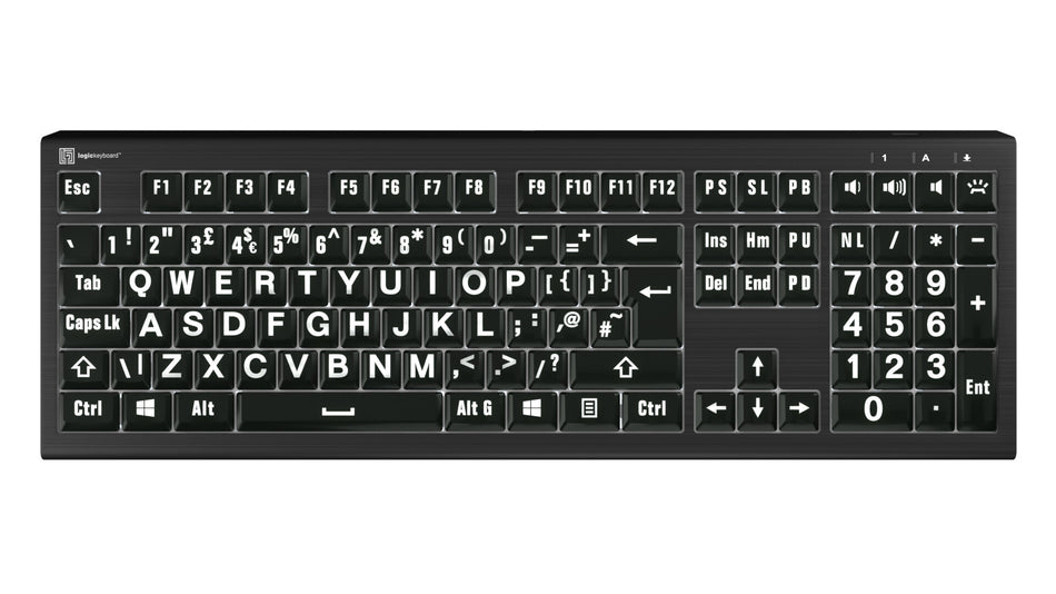 Logickeyboard LKB-LPWB-A2PC-UK keyboard Office USB QWERTY English Black, White