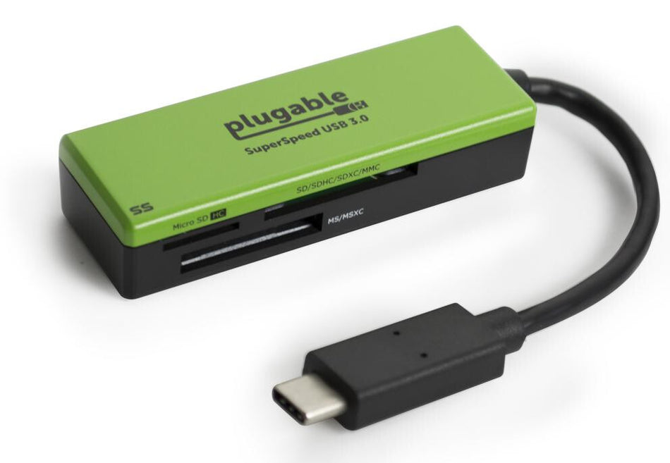 Plugable Technologies USB C SD Card Reader - Driverless USB C Card Reader for SD, Micro SD, MMC, or MS Cards (Compatible with Thunderbolt and USB-C MacBook Pro, 2018 MacBook Air, 12 Inch Retina MacBook)