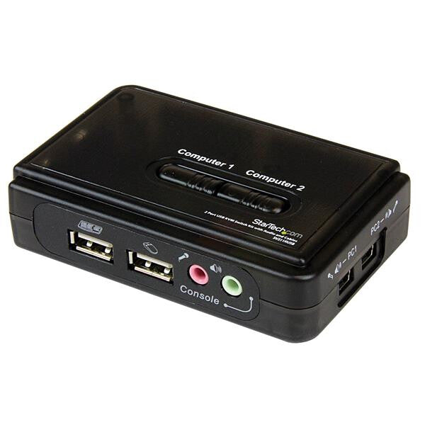 StarTech.com 2 Port Black USB KVM Switch Kit with Audio and Cables